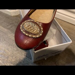 Faux Leather Brown Flats NIB